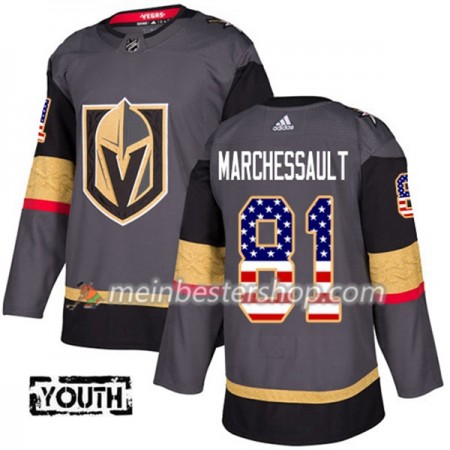 Vegas Golden Knights Jonathan Marchessault 81 Adidas 2017-2018 Grau USA Flag Fashion Trikot Authentic - Kinder
